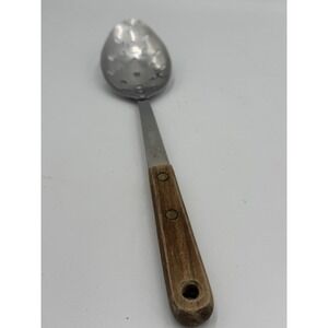 Robinson Vintage Stainless Steel Slotted Serving Spoon with Wood Handle